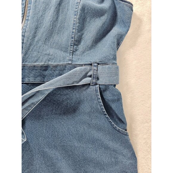 Derek Heart Sleeveless Denim Romper Jumpsuit - Blue - SZ L - Picture 7 of 12